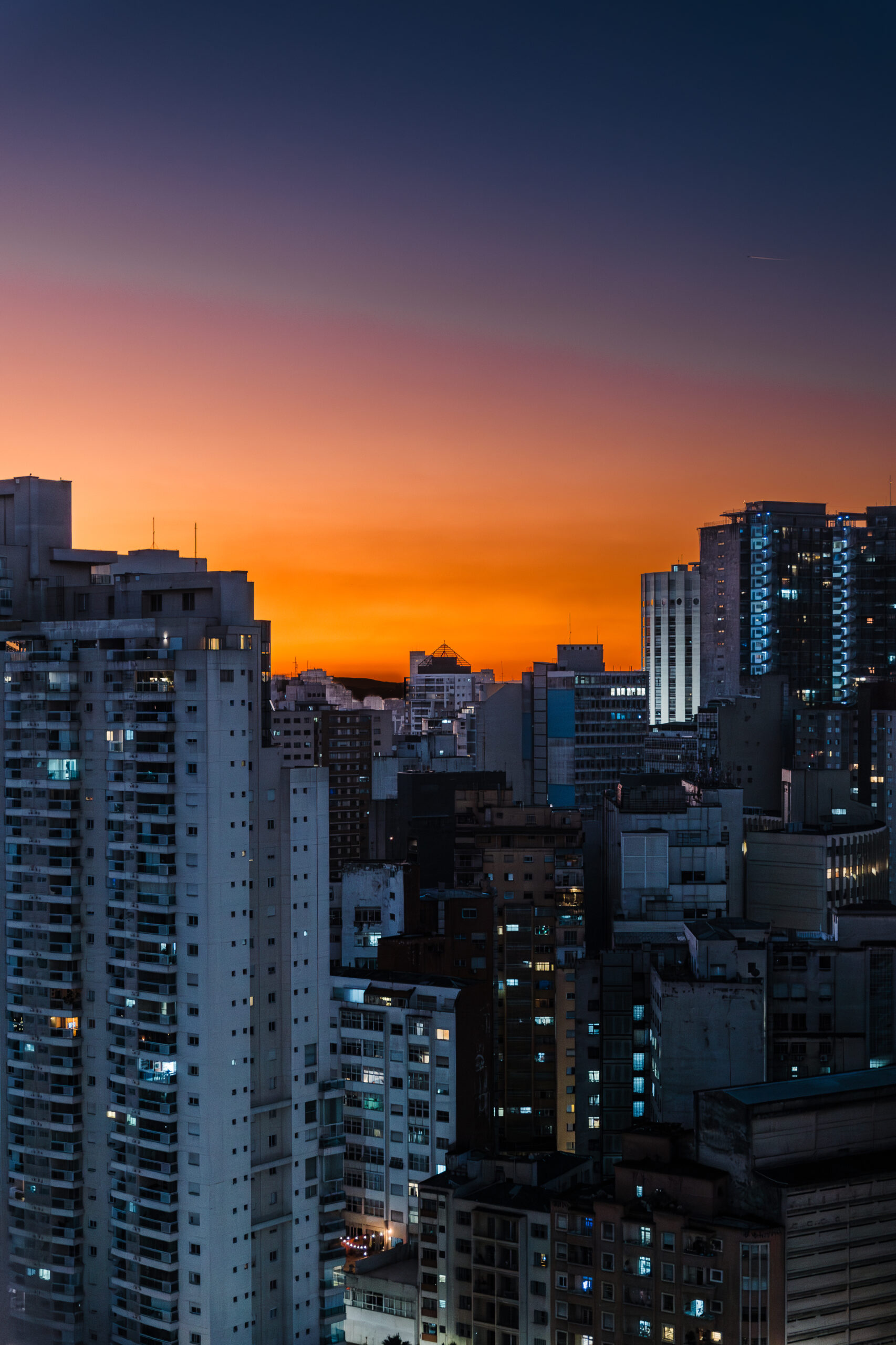 Sunset pictured over Sao Paolo, Brazil