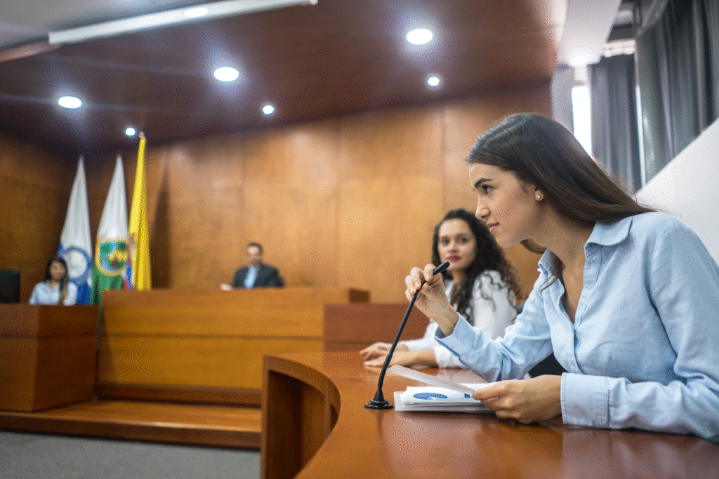 Two women in a court room