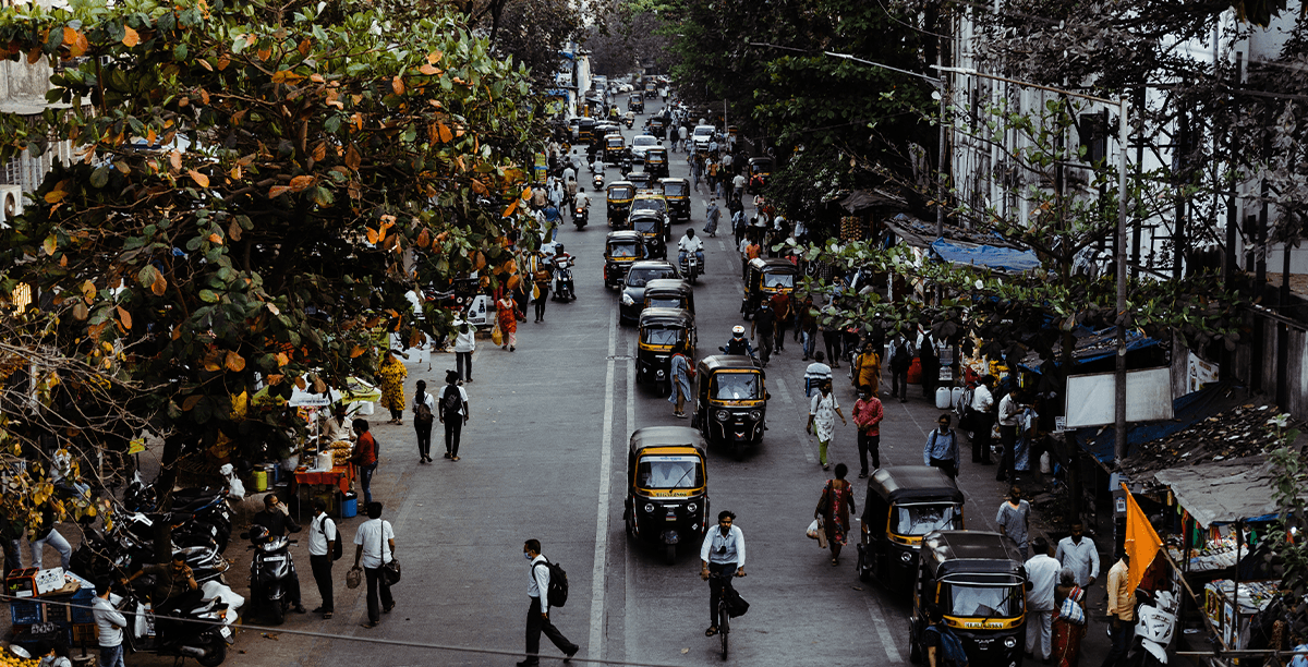 Busy street in India